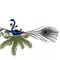 Peacock with Feathers Glass Christmas Clip Ornament Large Bird Ornament, Blue